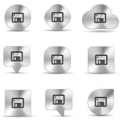 brush metal icon set of memory drive