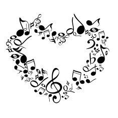 music from heart sketch cartoon vector illustration