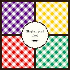 Set of tilted gingham plaid patterns