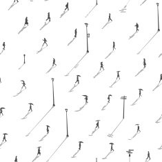 Seamless background of crowd people silhouettes with shadows N2