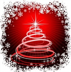 Christmas illustration with abstract tree on red background N2