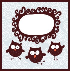 Cartoon banner and cute owls N2