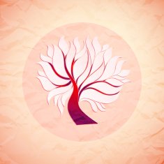 Bright colorful tree from paper retro style N2