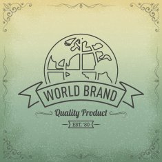 Hand Drawn Vintage Label for World Brand N2