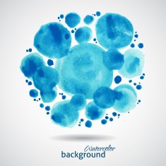 Blue watercolor blots abstract dots background