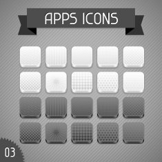 Collection of monochrome apps icons Set 3