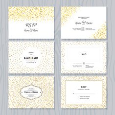 Save the Date Cards Set with Gold Confetti Borders N2