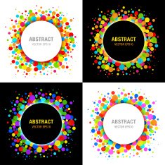 Set of Bright Celebration Holiday Frames on Black Background