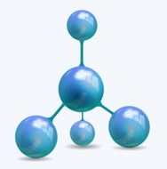 Glossy blue molecule structure N2