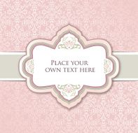 Vector vintage frame over pink brocade background