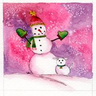 Snowman with dog Illustration