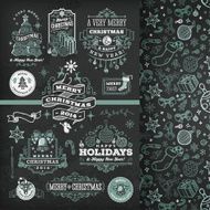 Hand Drawn Blackboard Christmas Labels &amp; Badges N19