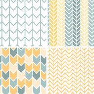 Set of four gray yellow chevron patterns and backgrounds N2