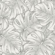 seamless background leaves monster with outline N2