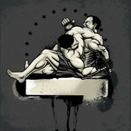 Brazilian Jiu Jitsu Fighters Kimura Tap Out - Grunge Version