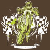 Motocross Motorcycle Racer 3 Color Grunge Version