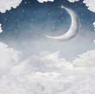 Moon and Star at Night Illustration