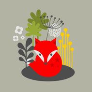 Vintage fox and flowers print N2