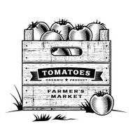 Retro crate of tomatoes black and white