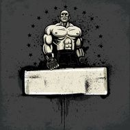 Ultimate Fighter - Standing Pose Graffiti Grunge Banner Version