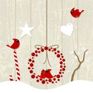 joy christmas and cardinal birds