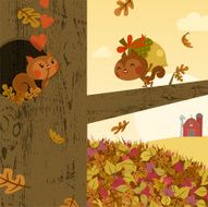 autumn love squirrel fall gift happy vector illustration N2