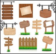 Set of wooden sigboards