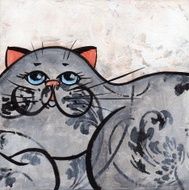 Handgemalte Katzenillustration