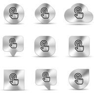 brush metal icon set of hand cursor click