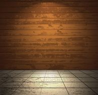Wooden room with tiled floor