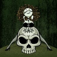 Zombie Pin-Up Girl Skull Straddle