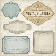 Vintage Labels with Seamless Pattern