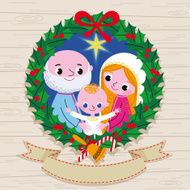 Christmas Wreath and Holy Family N2