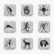 Native American Petroglyph Icons in Black and White