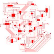 red abstract circuit board background N2