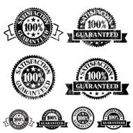 Satisfaction Guaranteed Badges black and white royalty-free vector icon set N2