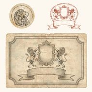 Vintage Labels and Stamp with Lions