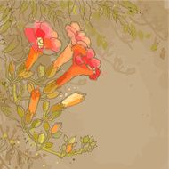Romantic vector background with tecoma flower N2