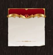 Vector vintage golden frame with paper banner