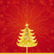 golden christmas tree vector
