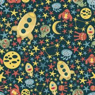 Space and aliens seamless pattern N2