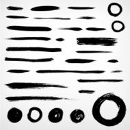 set grunge brushed elements lines and circles