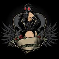 Dominatrix in Gas Mask Tattoo Design