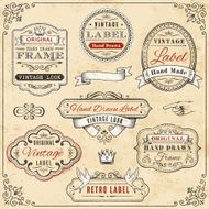 Hand drawn vintage framed label templates