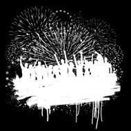 Crowd Celebrating with Fireworks N2
