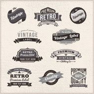 Set of vintage labels and badges on grunge frame