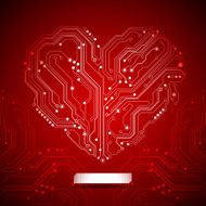 Heart Shape Technology Background - Vector N2