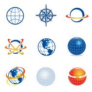 Set of globe navigation icons