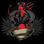 Devil Girl Pin-Up Skull Banner Version