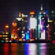 abstract colorful mosaic style city in night background N2
